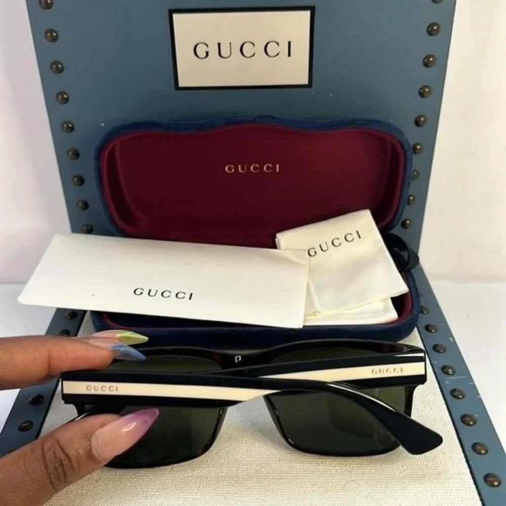 💯 Authentic- New Gucci GG0340S 008 Brown Green Sunglasses